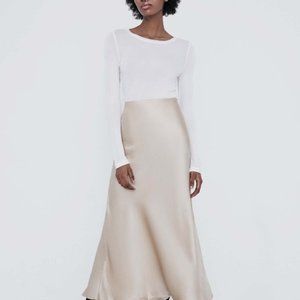 Worn once - Silk  Laundry Bias Cut Silk Skirt in Hazelnut - Size Small